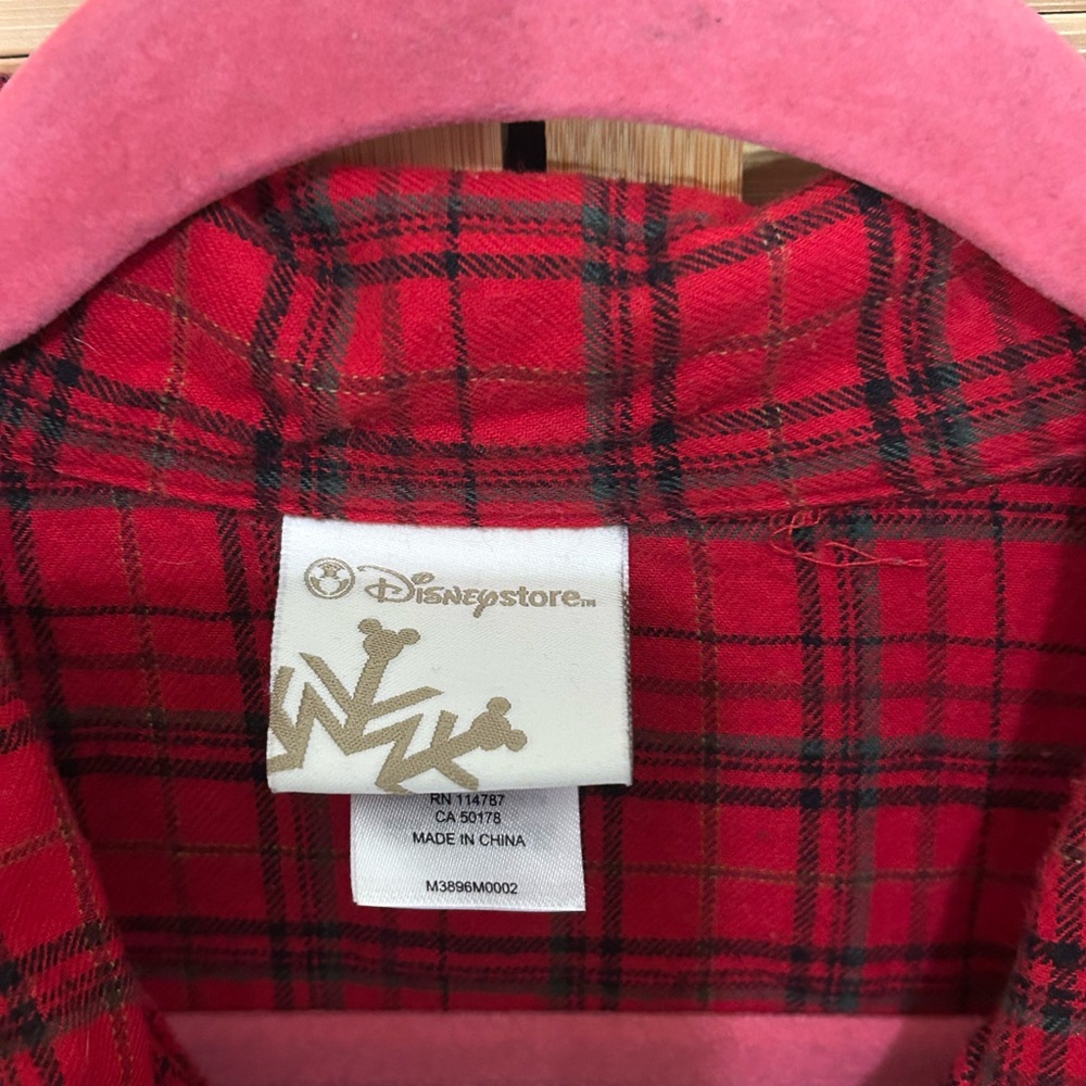 Vintage Disney Store Mickey Mouse red plaid button down shirt top size XL - Picture 7 of 9